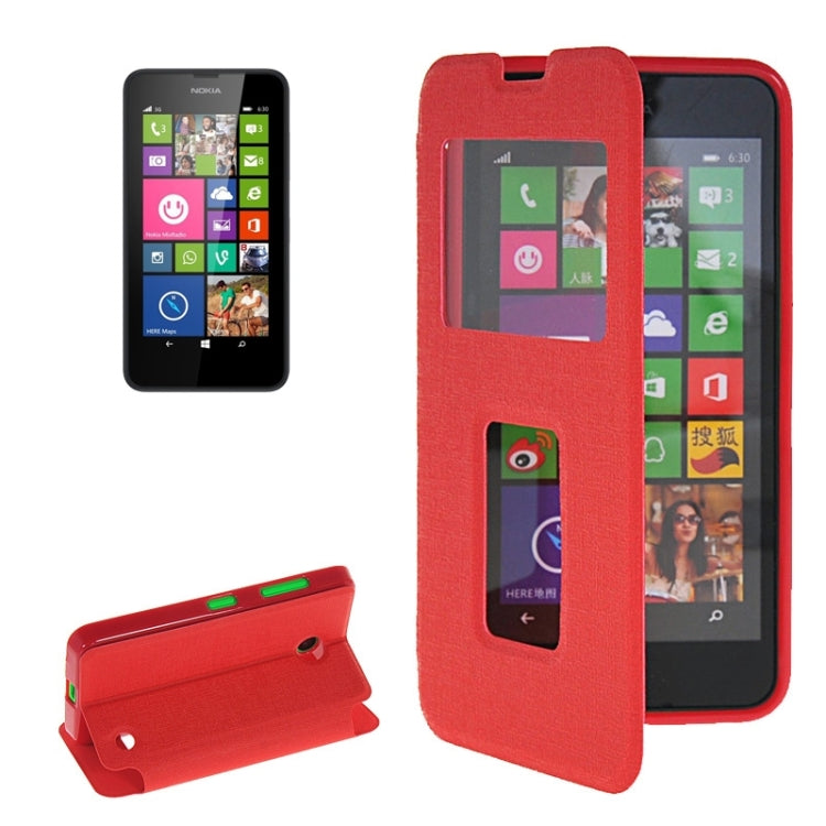 Horizontal Flip Leather Case with Call Display ID & Holder for Microsoft Lumia 630