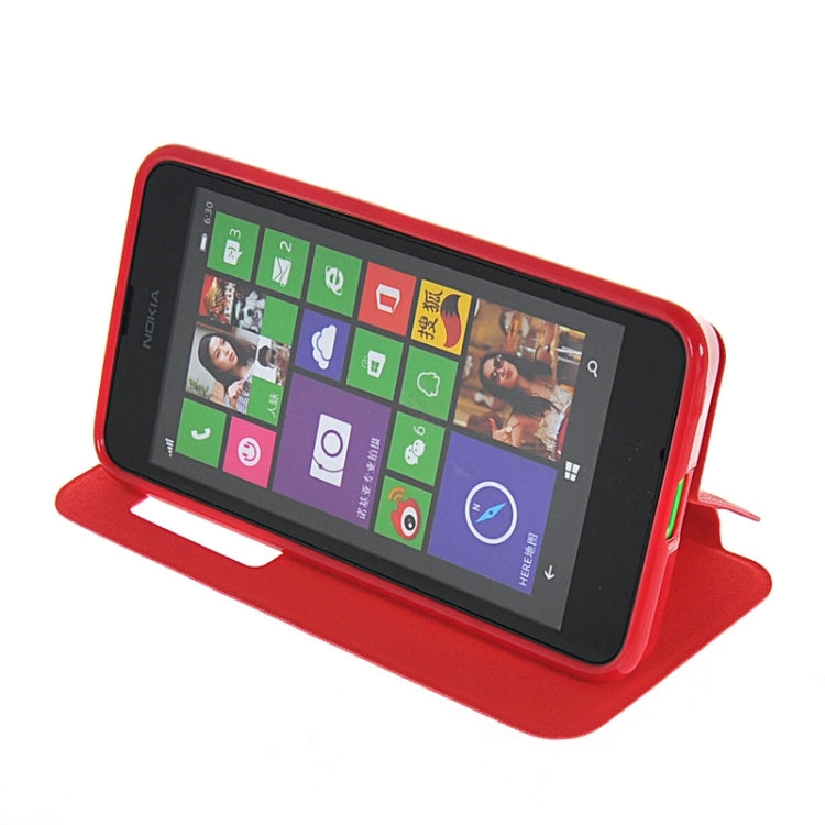 Horizontal Flip Leather Case with Call Display ID & Holder for Microsoft Lumia 630