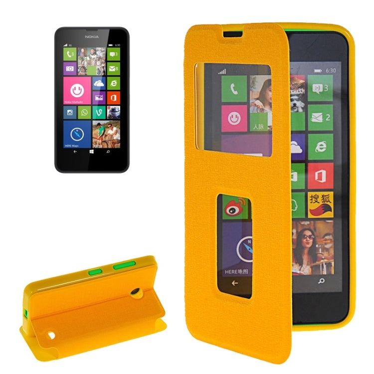 Horizontal Flip Leather Case with Call Display ID & Holder for Microsoft Lumia 630