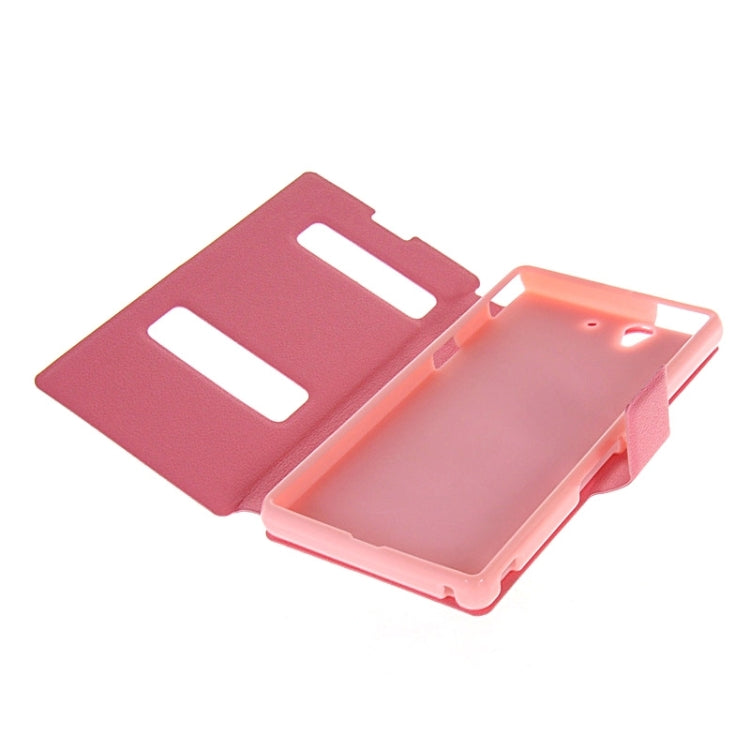 Magnetic Snap Flip Leather Case with Holder & Windows for Sony Xperia Z / L36H