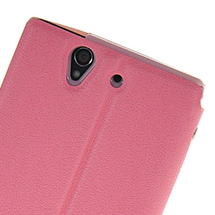 Magnetic Snap Flip Leather Case with Holder & Windows for Sony Xperia Z / L36H
