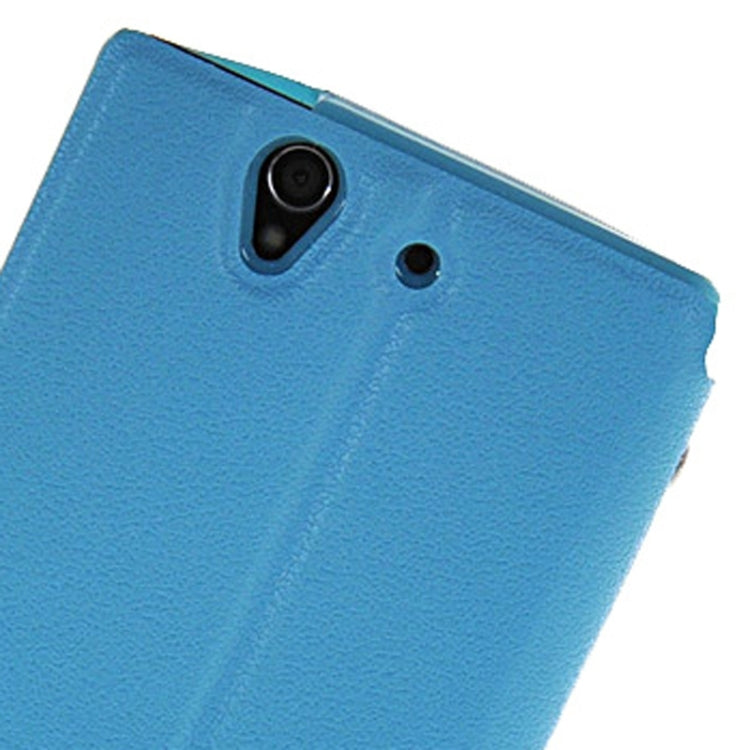 Magnetic Snap Flip Leather Case with Holder & Windows for Sony Xperia Z / L36H