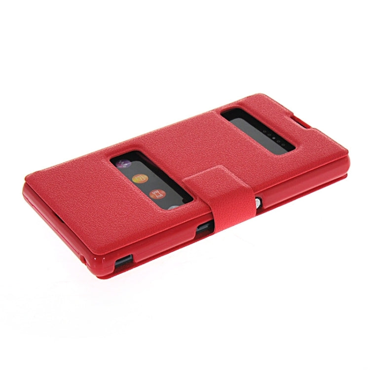 Magnetic Snap Flip Leather Case with Holder & Windows for Sony Xperia Z / L36H