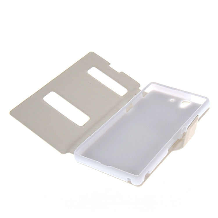 Magnetic Snap Flip Leather Case with Holder & Windows for Sony Xperia Z / L36H