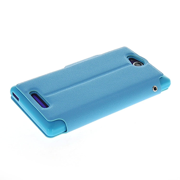Magnetic Snap Flip Leather Case with Holder & Windows for Sony Xperia C / S39H