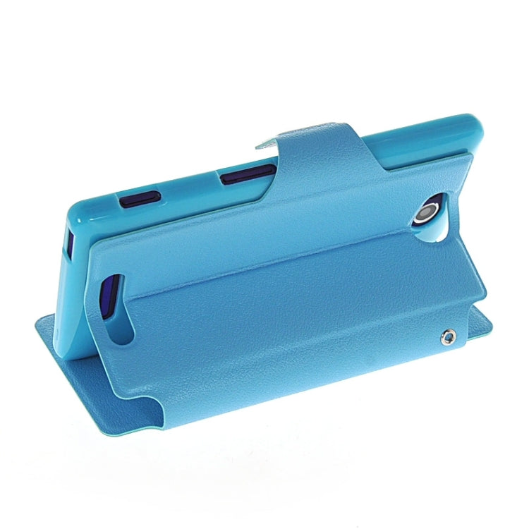 Magnetic Snap Flip Leather Case with Holder & Windows for Sony Xperia C / S39H