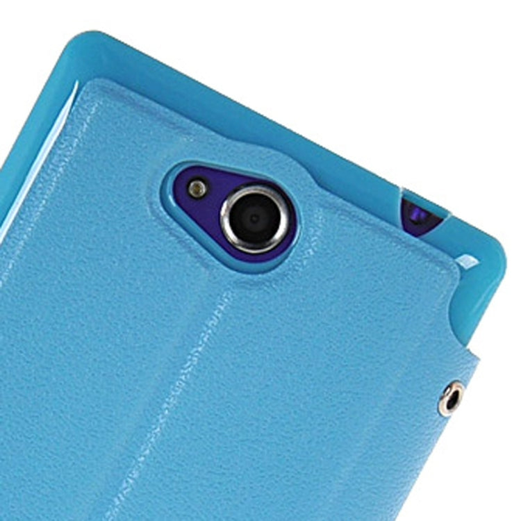 Magnetic Snap Flip Leather Case with Holder & Windows for Sony Xperia C / S39H