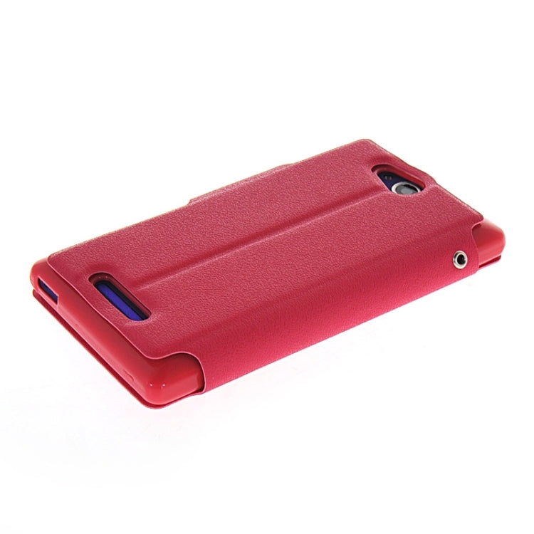 Magnetic Snap Flip Leather Case with Holder & Windows for Sony Xperia C / S39H