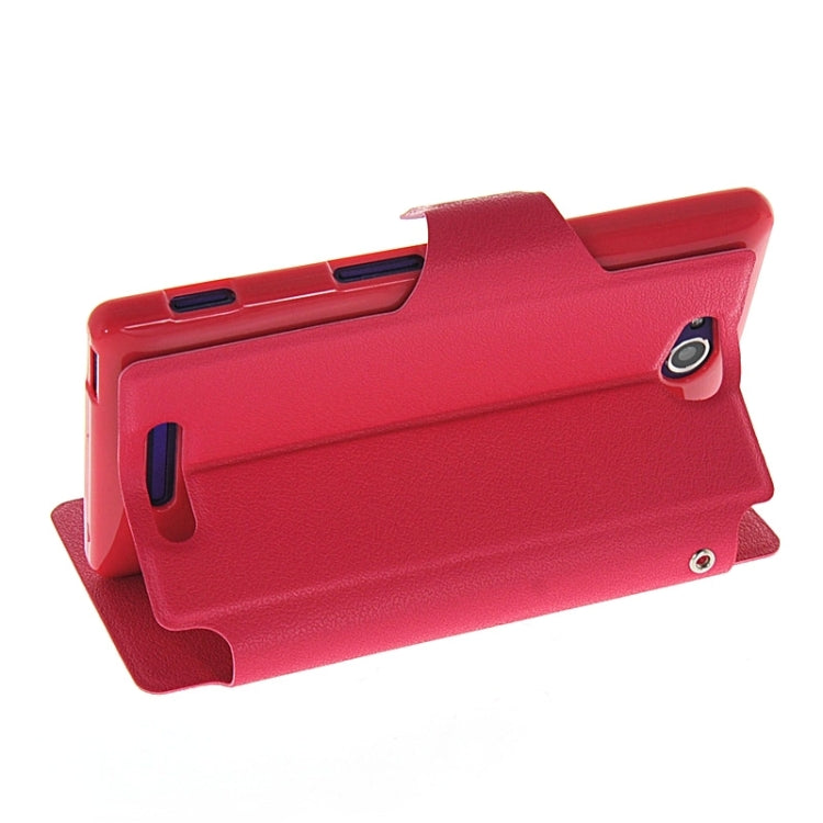 Magnetic Snap Flip Leather Case with Holder & Windows for Sony Xperia C / S39H