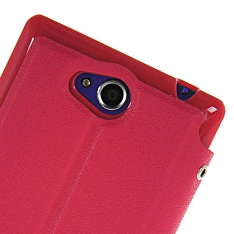 Magnetic Snap Flip Leather Case with Holder & Windows for Sony Xperia C / S39H