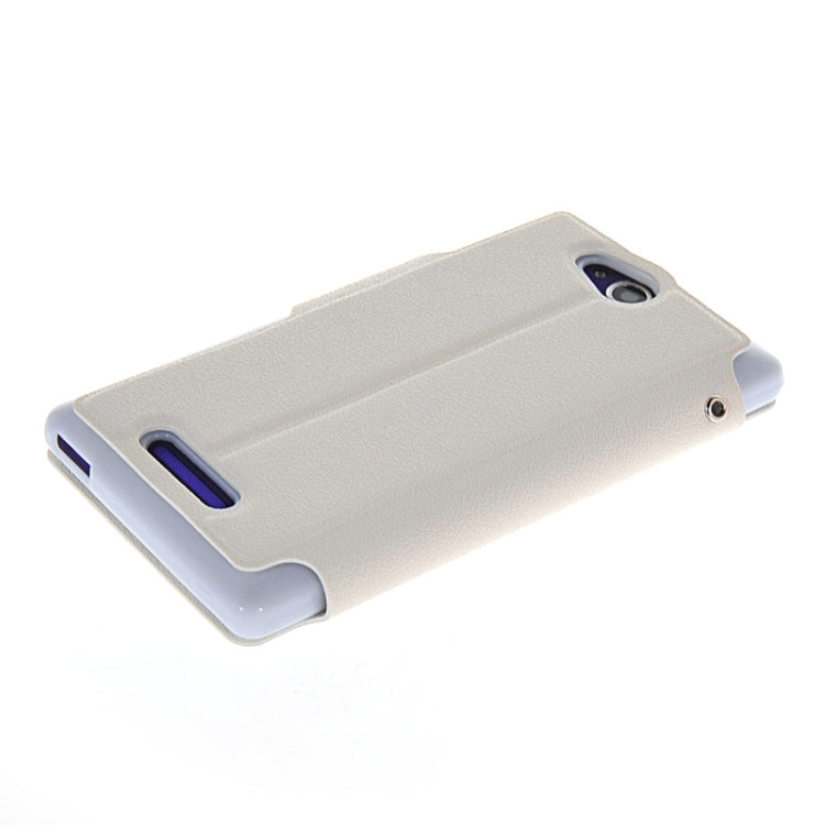 Magnetic Snap Flip Leather Case with Holder & Windows for Sony Xperia C / S39H