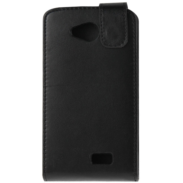 Vertical Flip Magnetic Snap Leather Case for LG Optimus F60(Black)