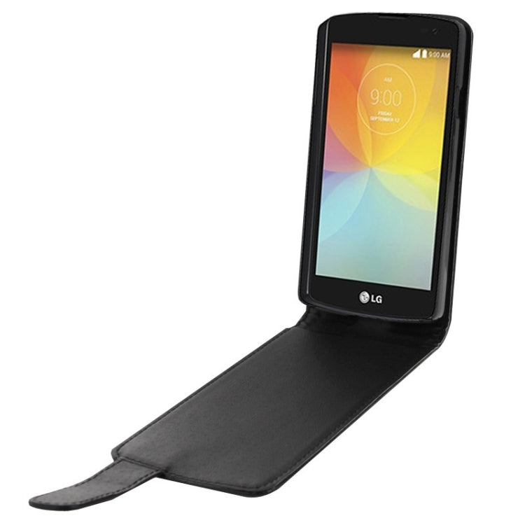 Vertical Flip Magnetic Snap Leather Case for LG Optimus F60(Black)