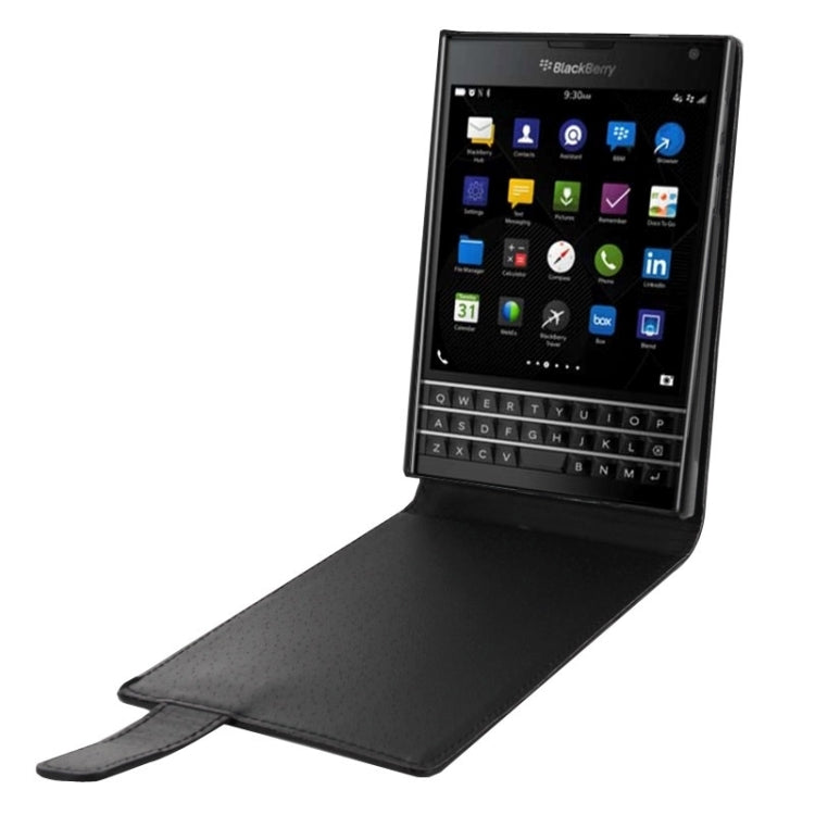 Vertical Flip Magnetic Snap Leather Case for BlackBerry Passport / Q30(Black)