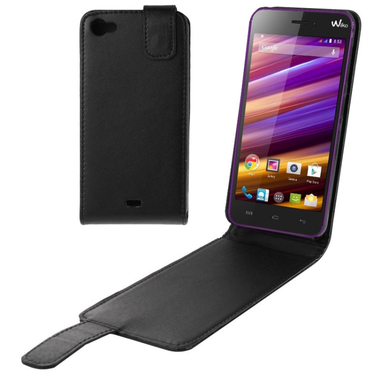 Vertical Flip Magnetic Snap Leather Case for Wiko Jimmy(Black)