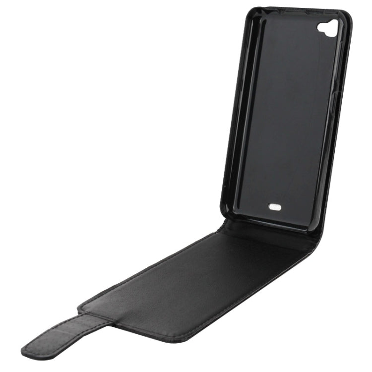 Vertical Flip Magnetic Snap Leather Case for Wiko Jimmy(Black)