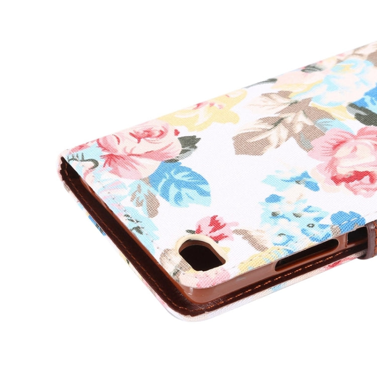 Flower Pattern Leather Case with Holder and Card Slots for Huawei P8