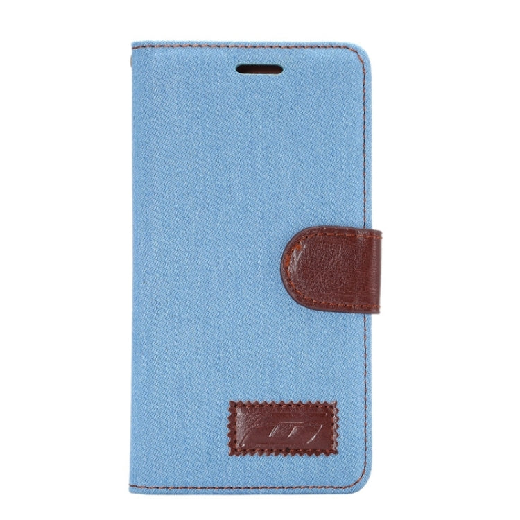 Denim Texture Leather Case with Card Slots & Holder for Huawei P8(Baby Blue)