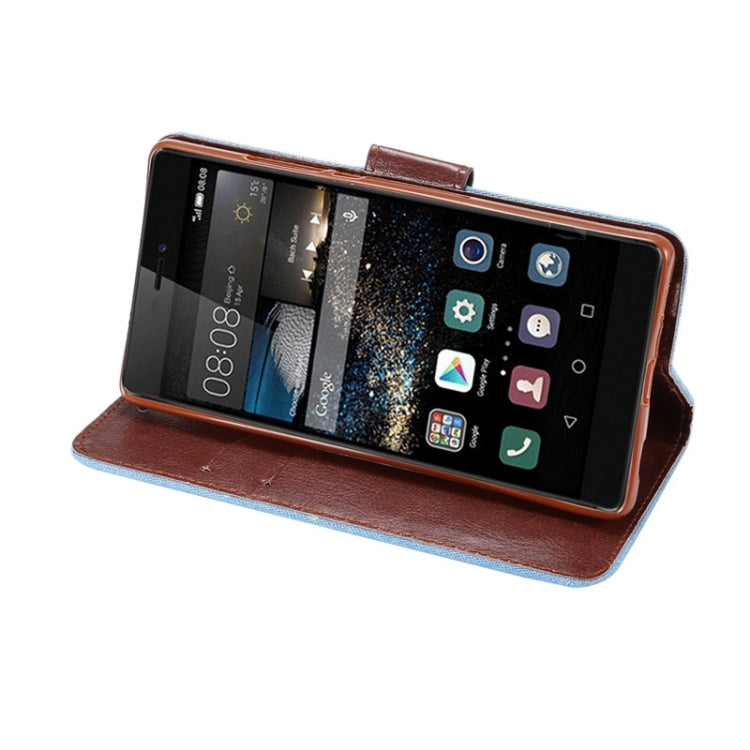 Denim Texture Leather Case with Card Slots & Holder for Huawei P8(Baby Blue)