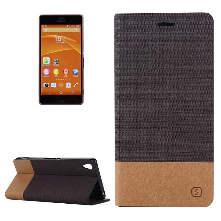 Horizontal Flip Canvas Leather Case with Card Slot & Holder for Sony Xperia Z3