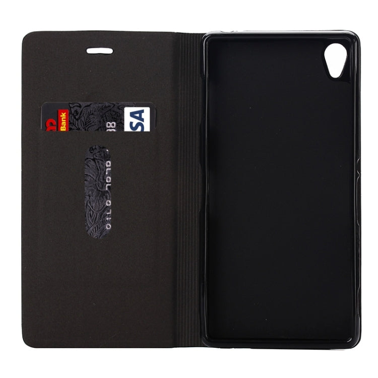 Horizontal Flip Canvas Leather Case with Card Slot & Holder for Sony Xperia Z3