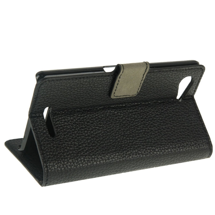 Litchi Texture Leather Case with Holder & Card Slots & Wallet for Sony Xperia E3(Black)