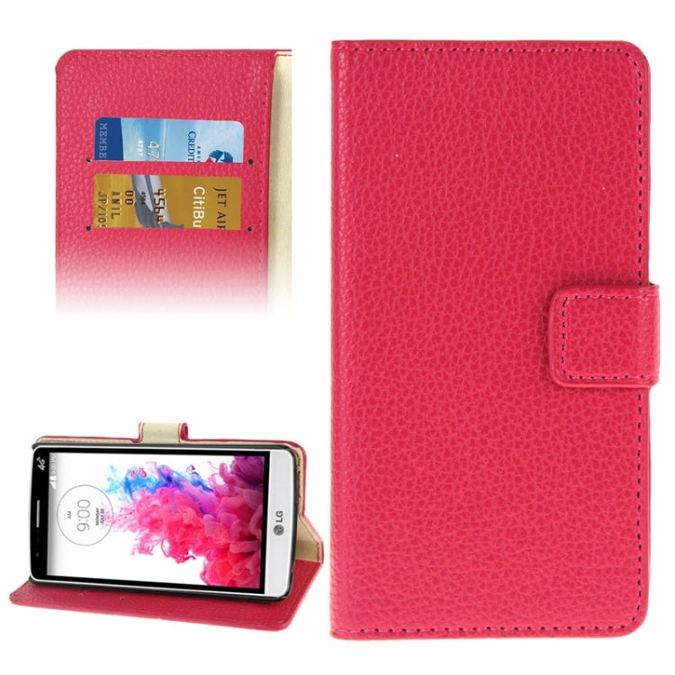 Litchi Texture Leather Case with Holder & Card Slots & Wallet for LG G3 Mini(Magenta)