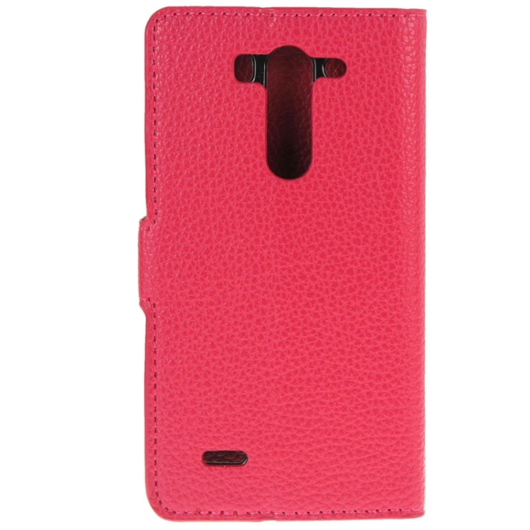 Litchi Texture Leather Case with Holder & Card Slots & Wallet for LG G3 Mini(Magenta)