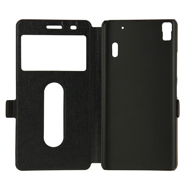 Horizontal Flip Leather Case with Holder & Caller ID Display Window & Unlock Window for Lenovo K3 Note