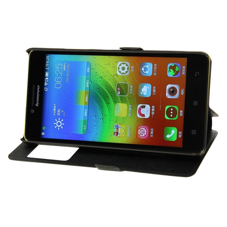 Horizontal Flip Leather Case with Holder & Caller ID Display Window & Unlock Window for Lenovo K3 Note