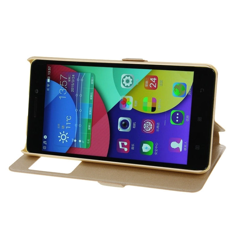 Horizontal Flip Leather Case with Holder & Caller ID Display Window & Unlock Window for Lenovo K3 Note