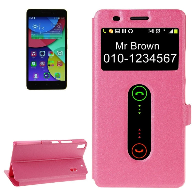 Horizontal Flip Leather Case with Holder & Caller ID Display Window & Unlock Window for Lenovo K3 Note