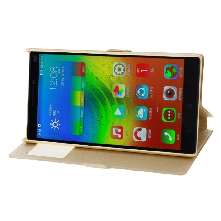 Horizontal Flip Leather Case with Holder & Caller ID Display Window & Unlock Window for Lenovo Vibe Z2