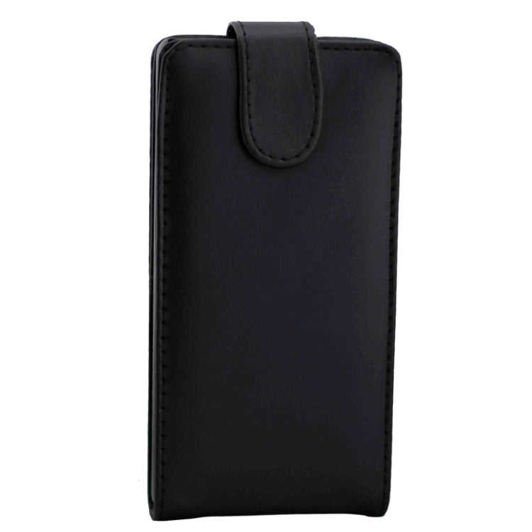 Vertical Flip Magnetic Button Leather Case for Huawei P8(Black)