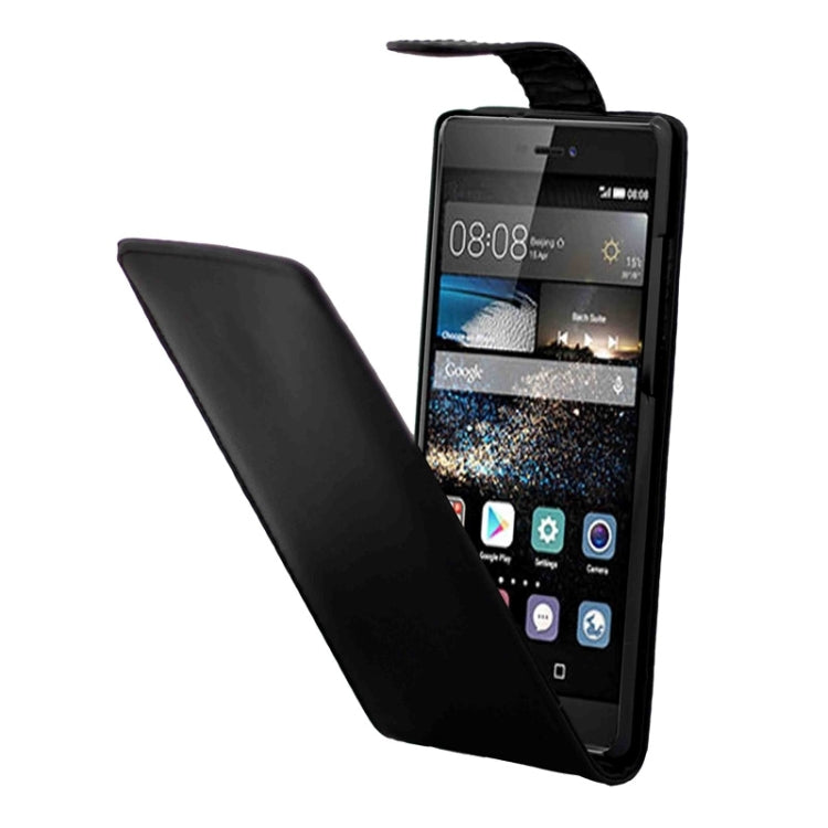Vertical Flip Magnetic Button Leather Case for Huawei P8(Black)