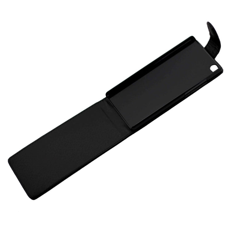 Vertical Flip Magnetic Button Leather Case for Huawei P8(Black)