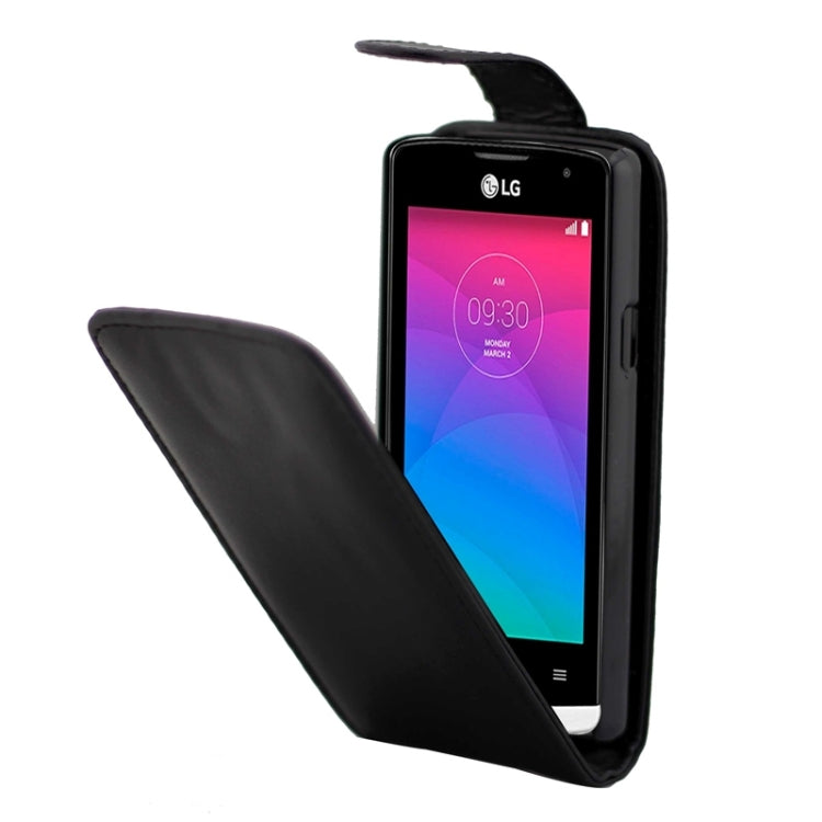 Vertical Flip Magnetic Button Leather Case for LG Joy / H220(Black)