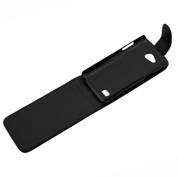 Vertical Flip Magnetic Button Leather Case for LG Joy / H220(Black)