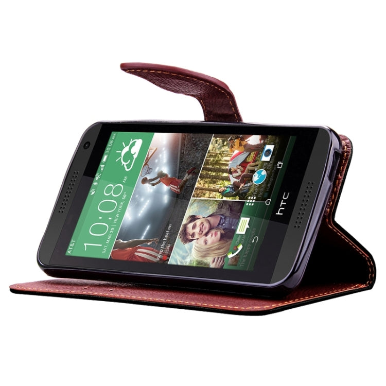 For HTC Desire 610 Leaf Magnetic Snap Litchi Texture Horizontal Flip Leather Case with Card Slots & Holder & Wallet & Lanyard