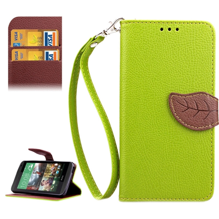 For HTC Desire 610 Leaf Magnetic Snap Litchi Texture Horizontal Flip Leather Case with Card Slots & Holder & Wallet & Lanyard