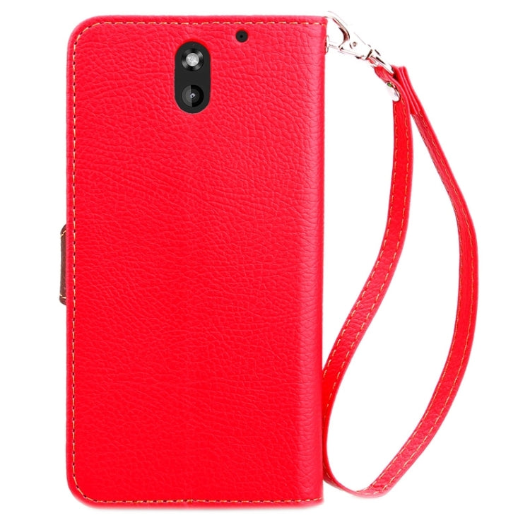 For HTC Desire 610 Leaf Magnetic Snap Litchi Texture Horizontal Flip Leather Case with Card Slots & Holder & Wallet & Lanyard