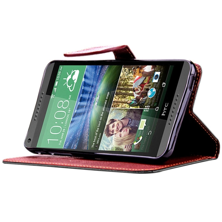For HTC Desire 816 Leaf Magnetic Snap Litchi Texture Horizontal Flip Leather Case with Card Slots & Holder & Wallet & Lanyard