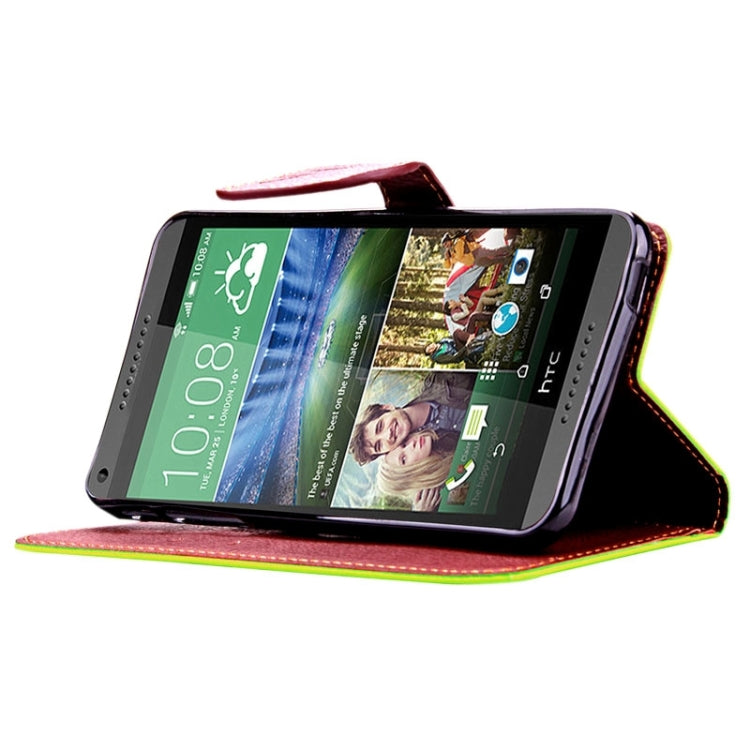 For HTC Desire 816 Leaf Magnetic Snap Litchi Texture Horizontal Flip Leather Case with Card Slots & Holder & Wallet & Lanyard