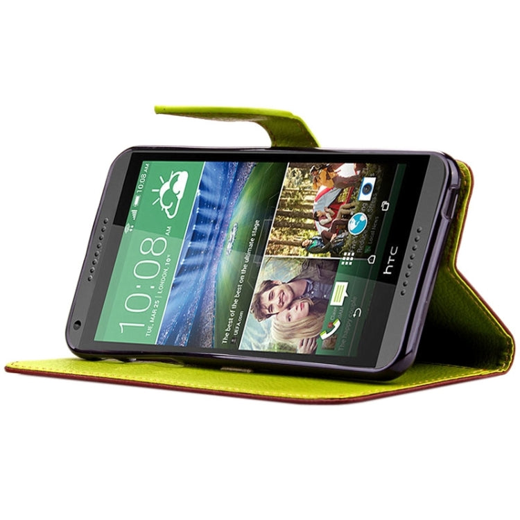 For HTC Desire 816 Leaf Magnetic Snap Litchi Texture Horizontal Flip Leather Case with Card Slots & Holder & Wallet & Lanyard