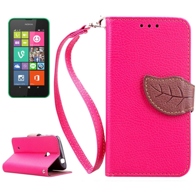 Leaf Magnetic Snap Litchi Texture Horizontal Flip Leather Case with Card Slots & Holder & Wallet & Lanyard for Nokia Lumia 530