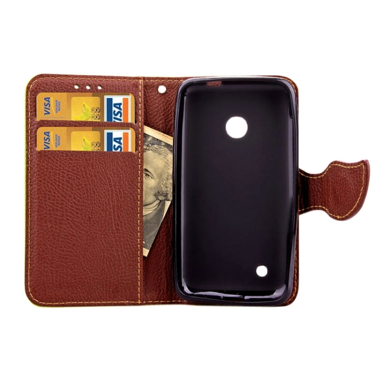 Leaf Magnetic Snap Litchi Texture Horizontal Flip Leather Case with Card Slots & Holder & Wallet & Lanyard for Nokia Lumia 530