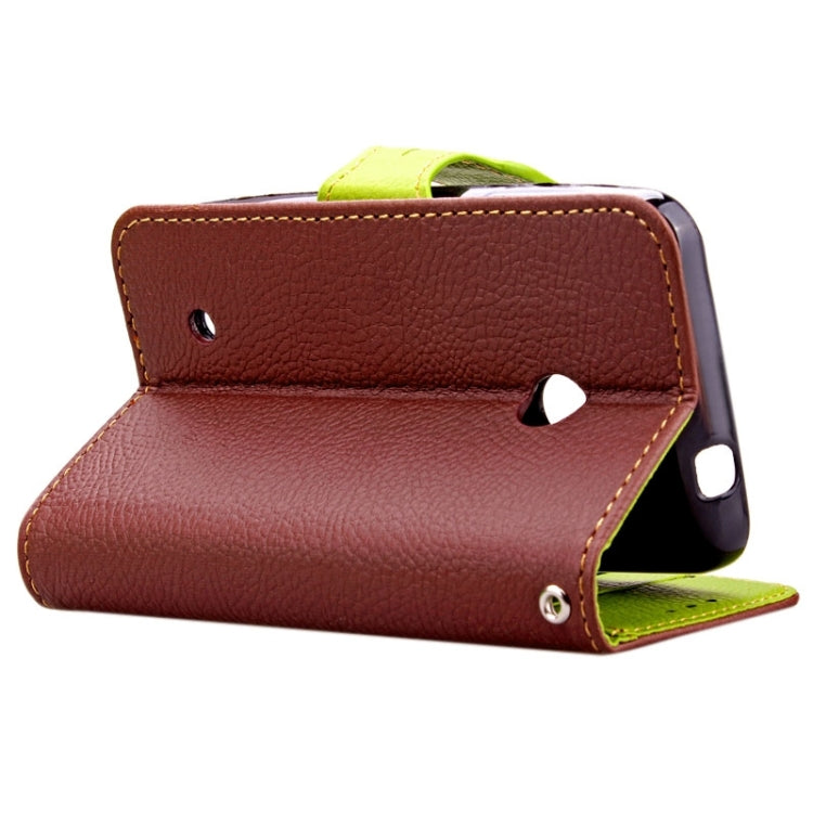 Leaf Magnetic Snap Litchi Texture Horizontal Flip Leather Case with Card Slots & Holder & Wallet & Lanyard for Nokia Lumia 530