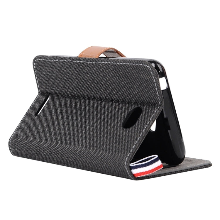 Denim Texture Leather Case with Card Slots & Holder & Lanyard for Sony Xperia E4