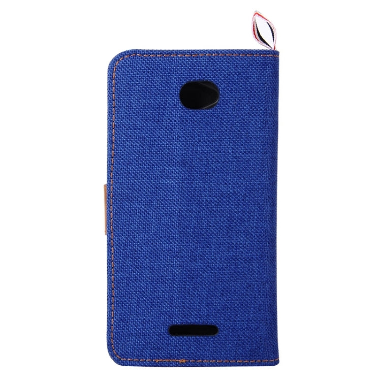 Denim Texture Leather Case with Card Slots & Holder & Lanyard for Sony Xperia E4