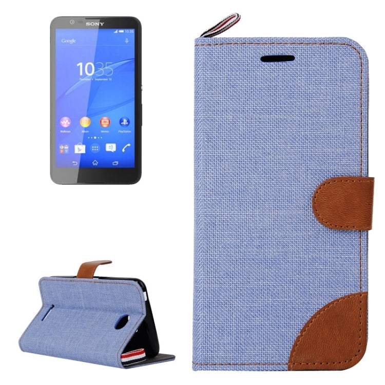 Denim Texture Leather Case with Card Slots & Holder & Lanyard for Sony Xperia E4